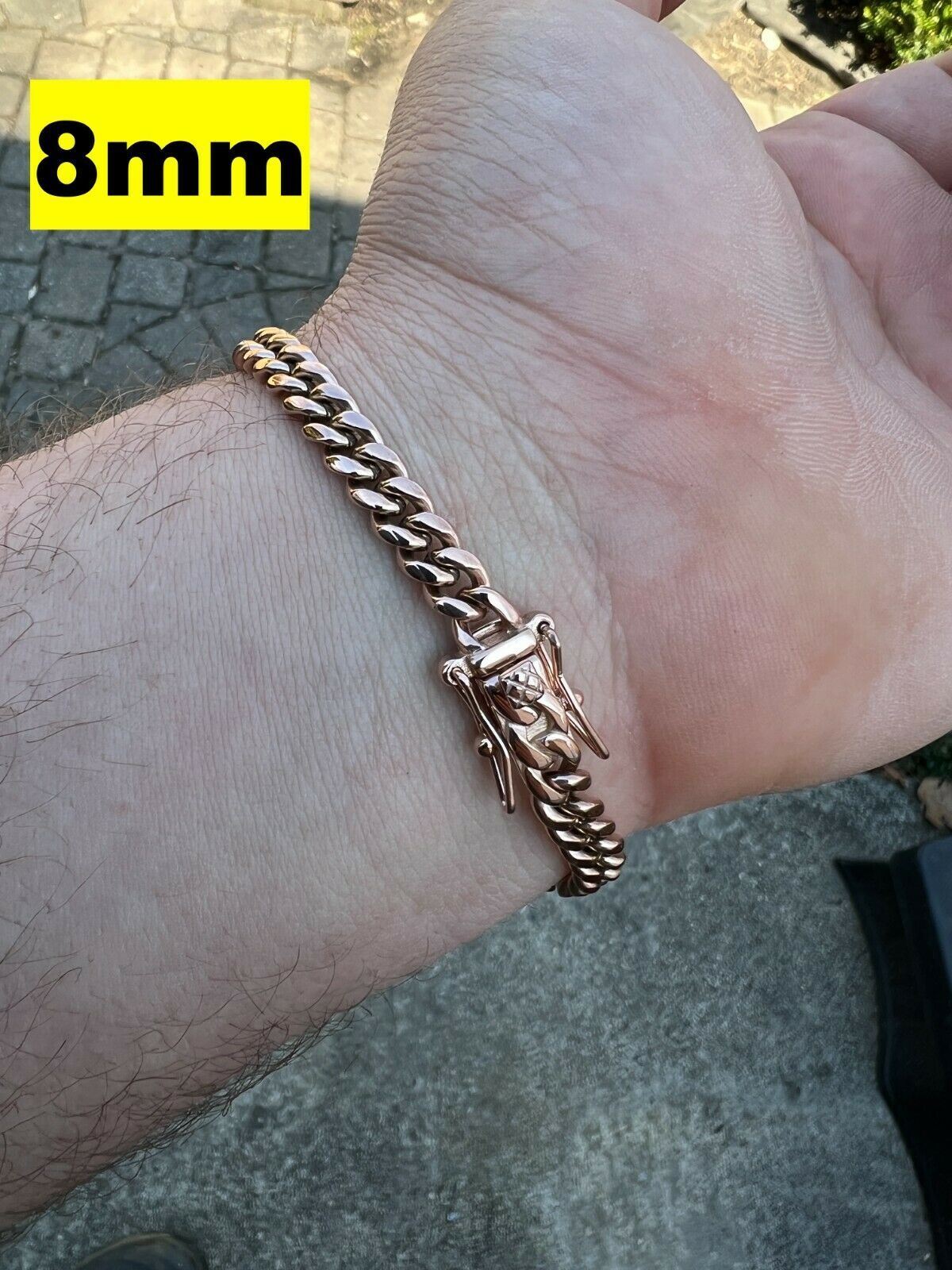 Miami Cuban Link Chain Necklace / Bracelet Rose Gold Plated Stainless Box Lock