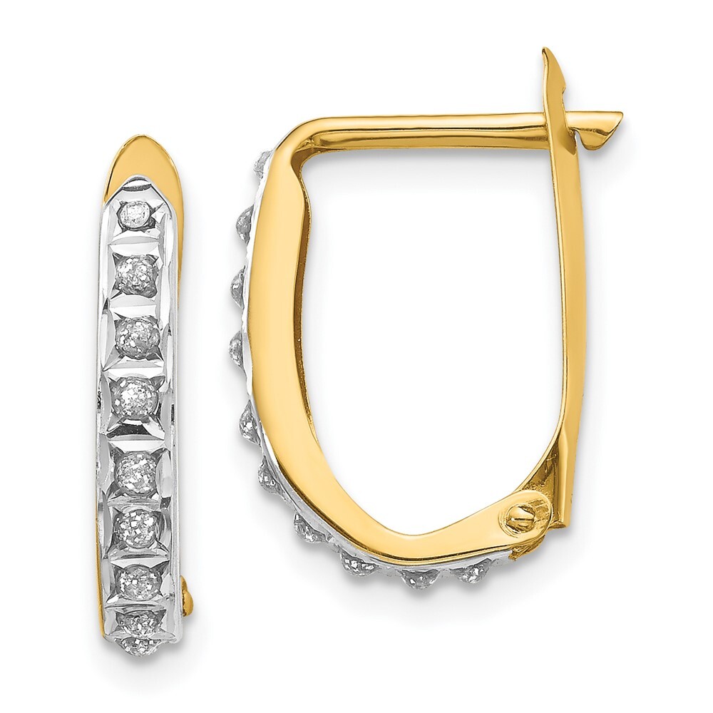 14k Yellow Gold Diamond Fascination Hinged Hoop Earrings for Women 0.57 gram