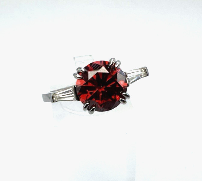 D’Joy Red Moissanite 2.8CT 9mm Ring 925 Sterling Silver Size 10 Tapered Baguette