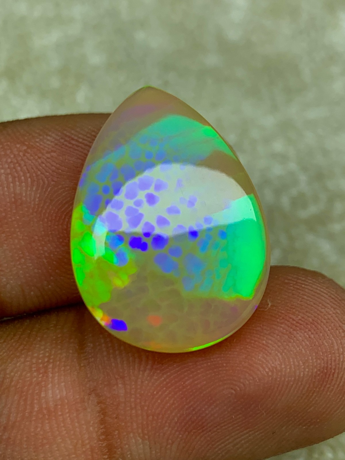 Natural Ethiopian Honeycomb Opal 13.80 Carat Pear Cabochon Collector Grade Gem
