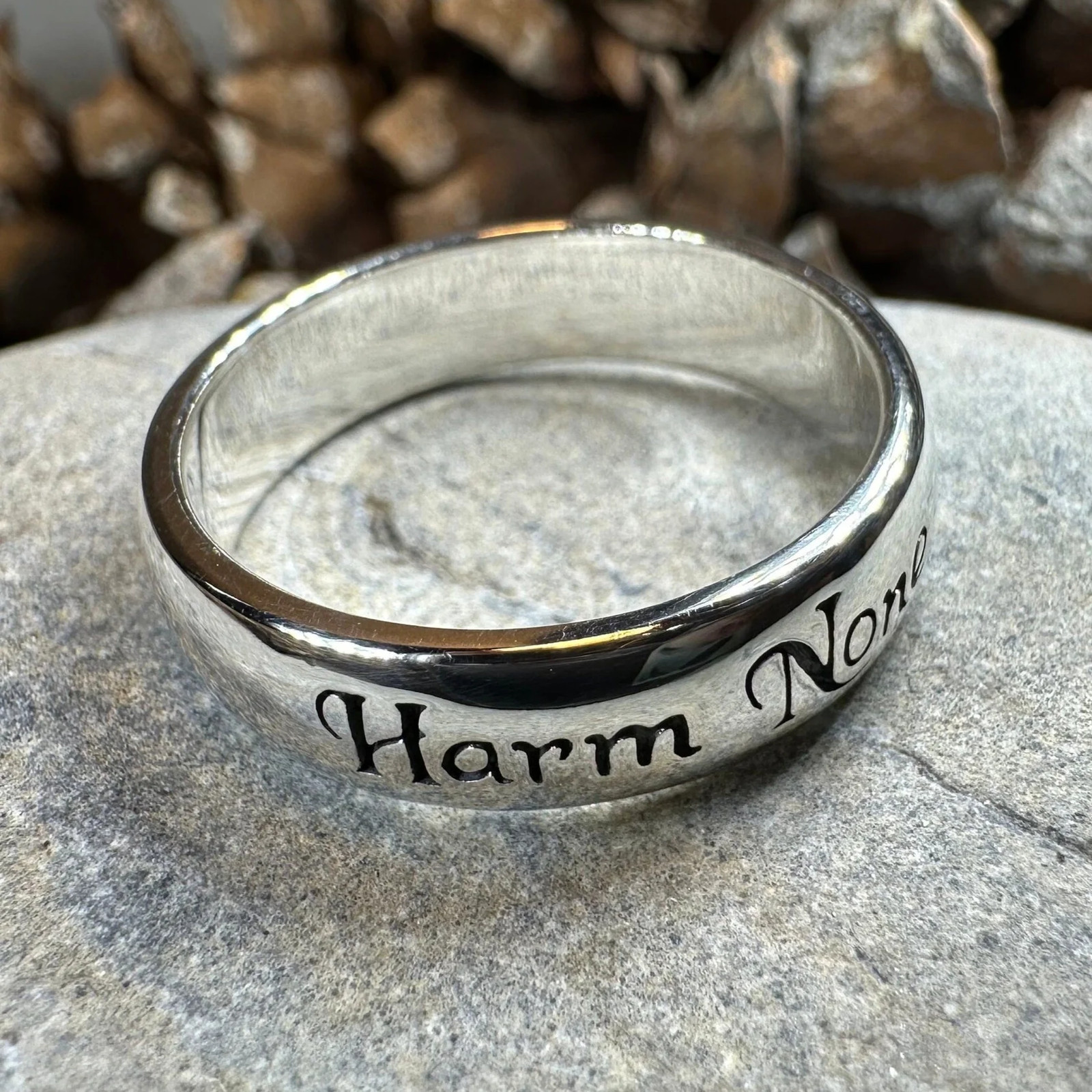 Harm None Wiccan Ring Amulet Witch Pagan Unisex Ladies Band Sterling Silver 925