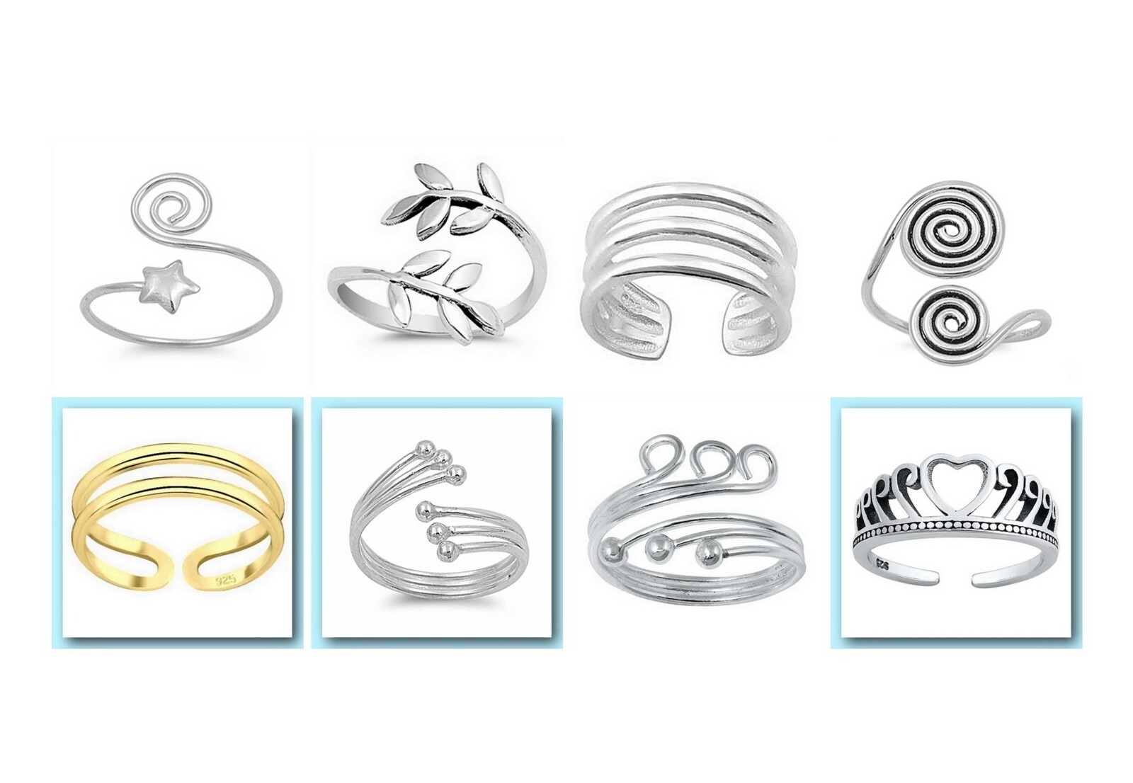 .925 Sterling Silver MENS(womens) TOE RINGS