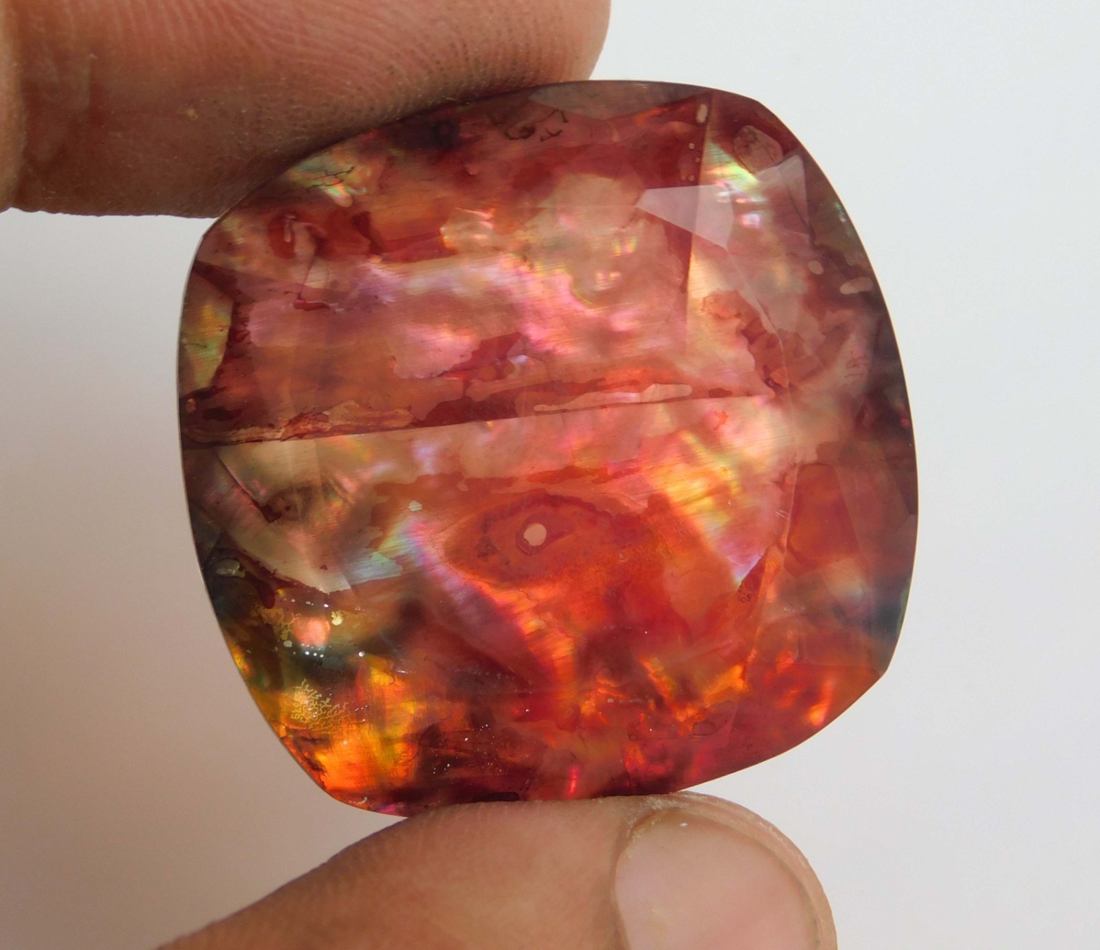 48.90cts. Huge Natural Cushion Canadian Fire Ammolite Loose Gemstone