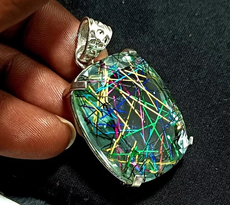 Certified 80.90 Ct + Cushion Cut Natural Rutilated Quartz Pendant Loose gemstone