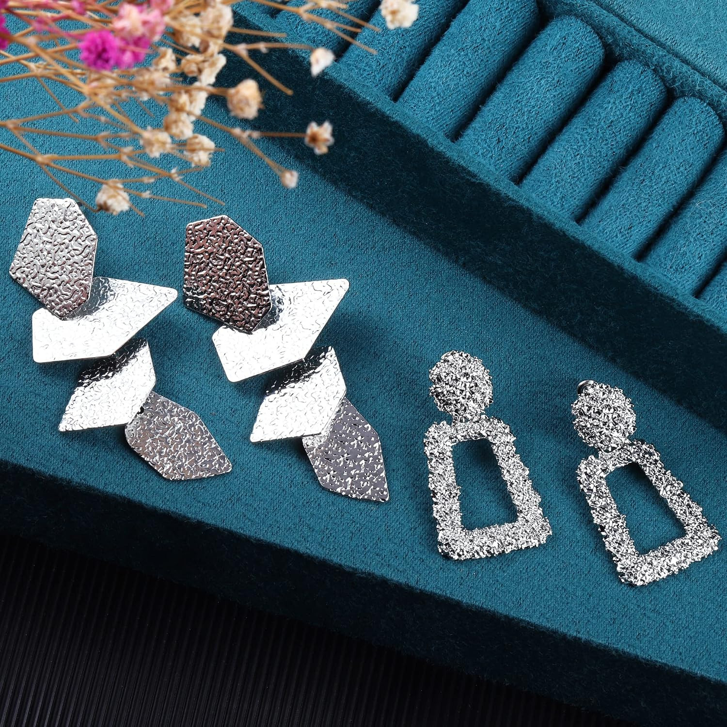 6 Pairs Bmadge Statement Earrings Set for Women, Large Silver Gold Geometric Ear