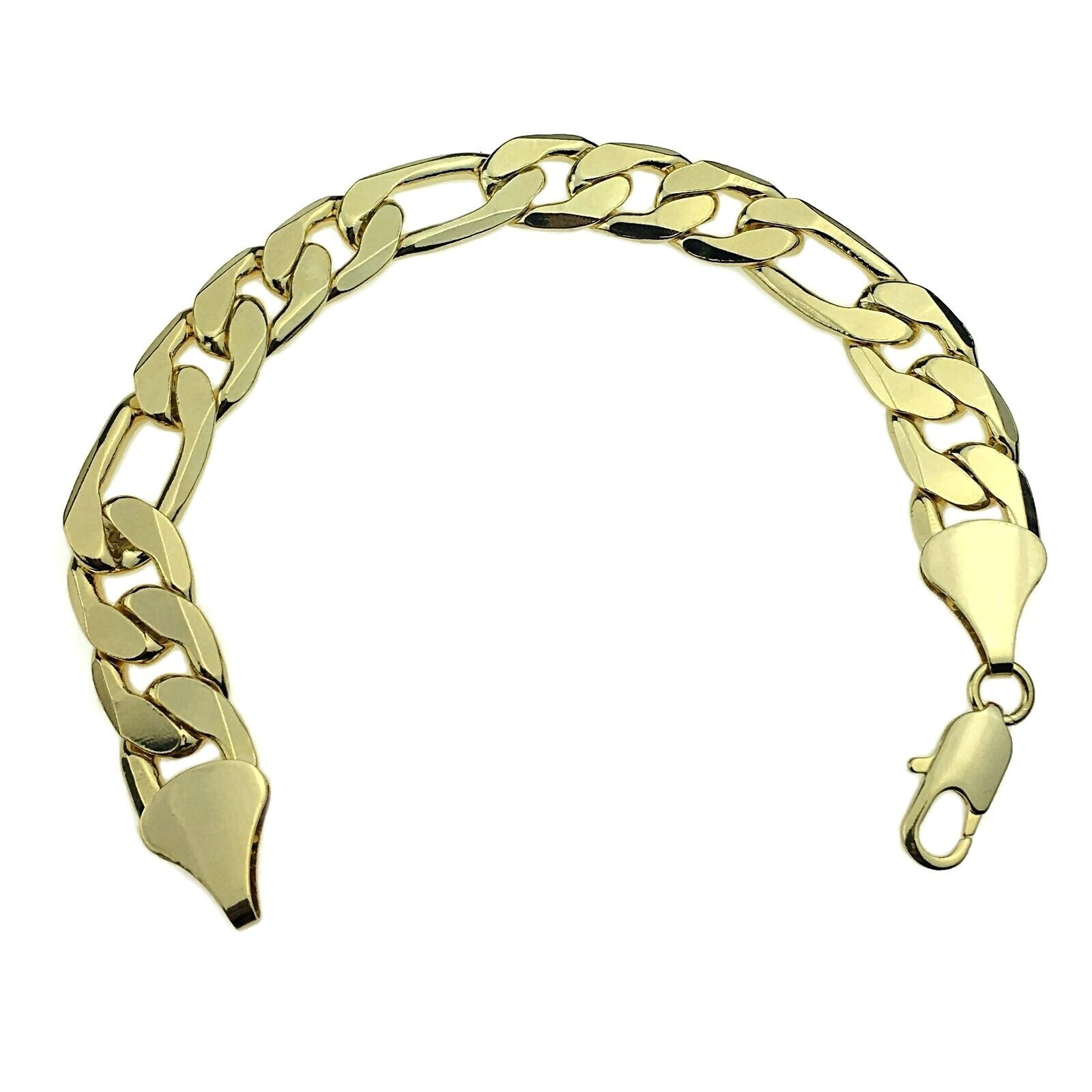 14k Gold Plated Hip Hop Chain Figaro Necklace 30″ x 12MM and Bracelet Combo Set