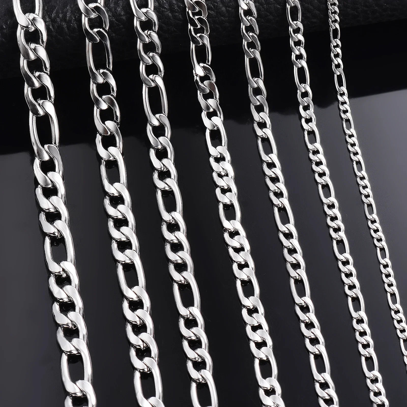 925 Sterling Silver Necklace Figaro Chain 2-12mm 40-75cm Women Jewelry