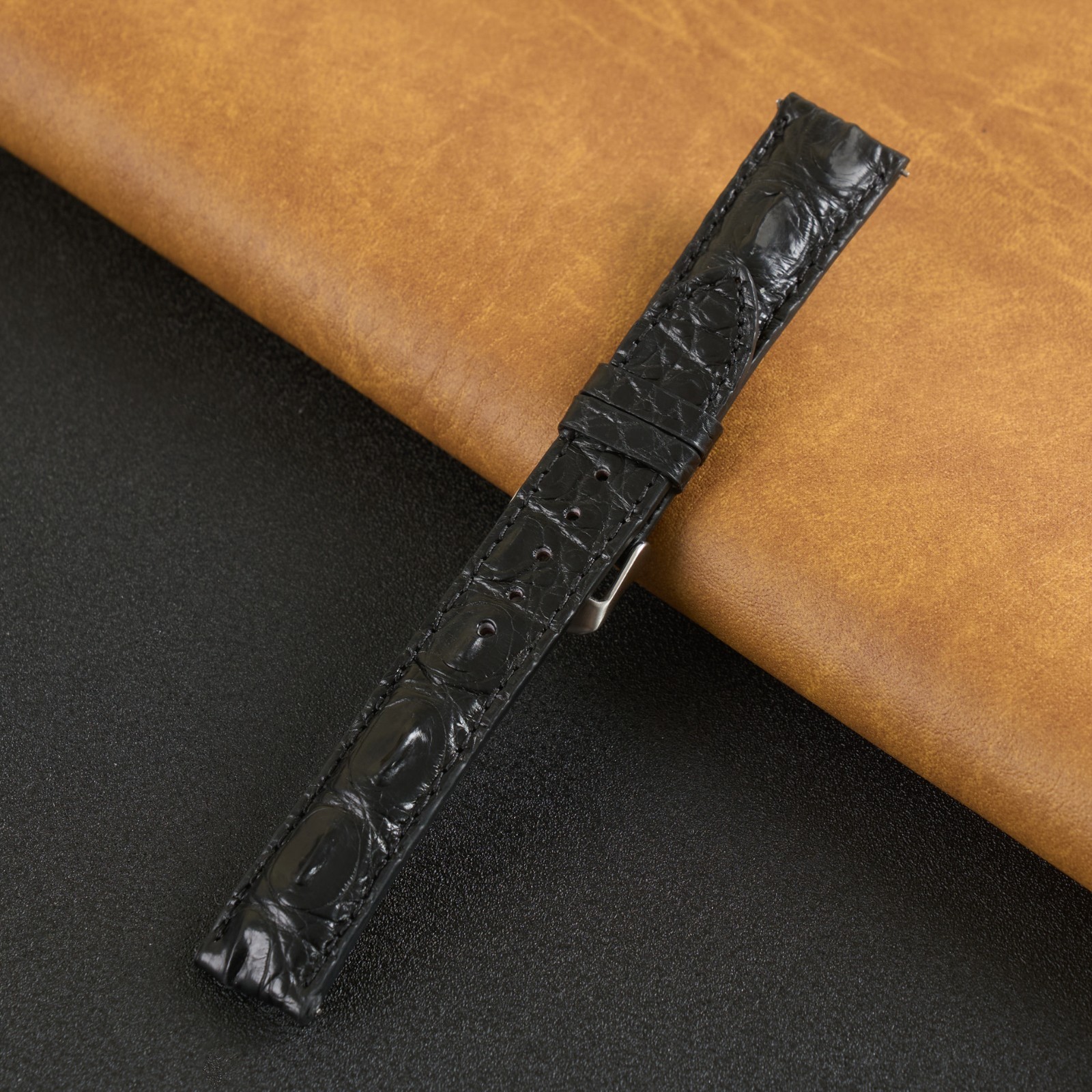 Crocodile Hornback Leather Watch Strap Genuine Crocodile Watch Band Men Handmade