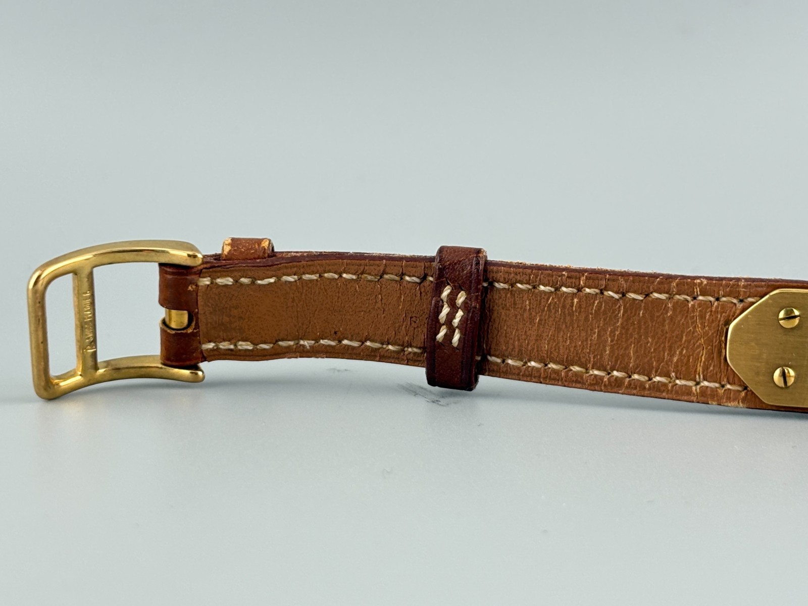 [Very Good] HERMES Kelly Gold Swiss Qz Women’s Padlock Watch Brown Belt