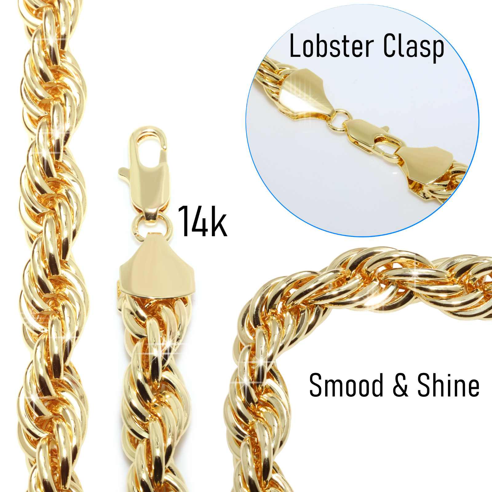 14K Rope Chain 10mm 24″ & 30″In | Curly Jesus Face Head Gold Plated XXL Hip Hop