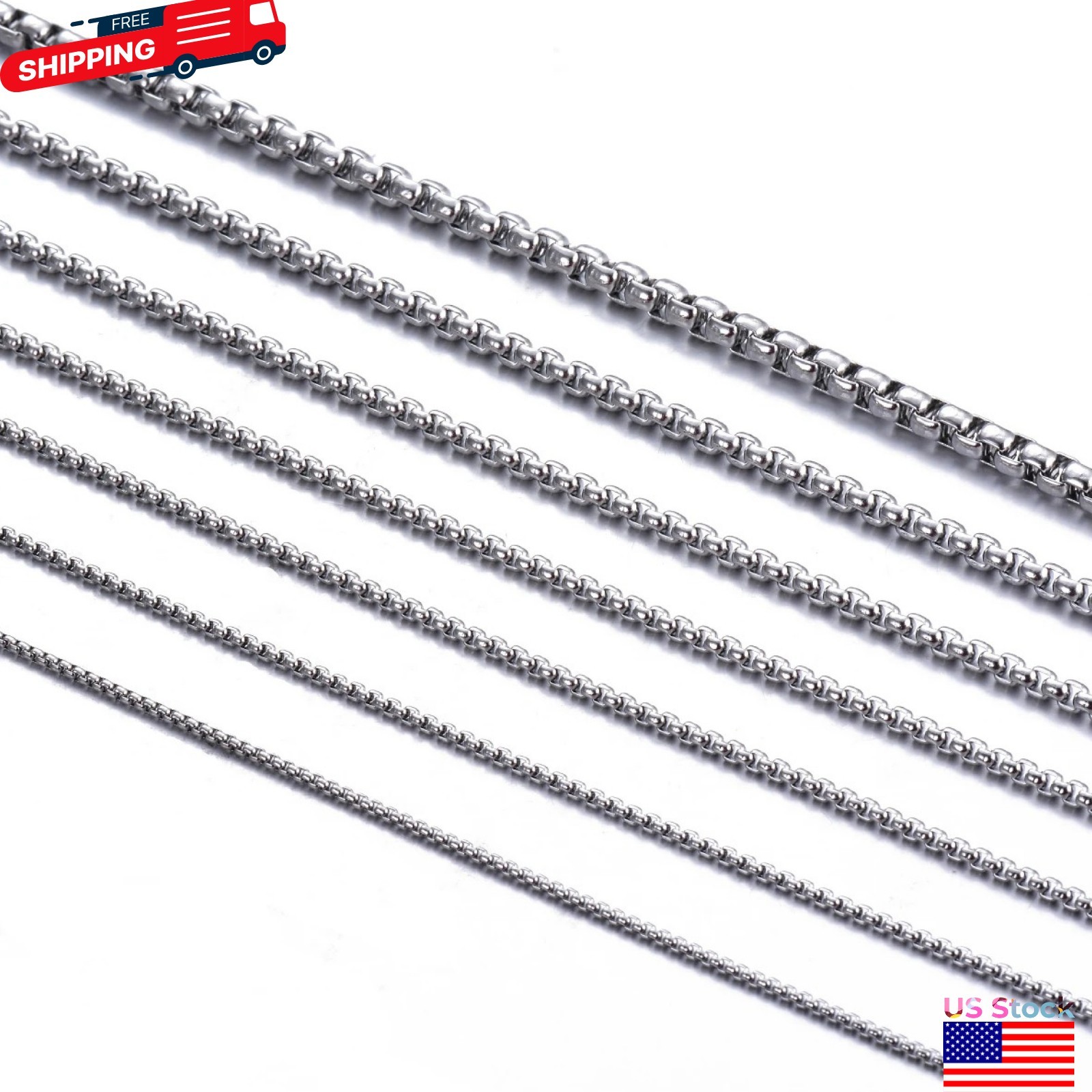 16-36″ Stainless Steel Silver Chain Cuban Curb Womens Mens Necklace 3/5/7/9/11mm