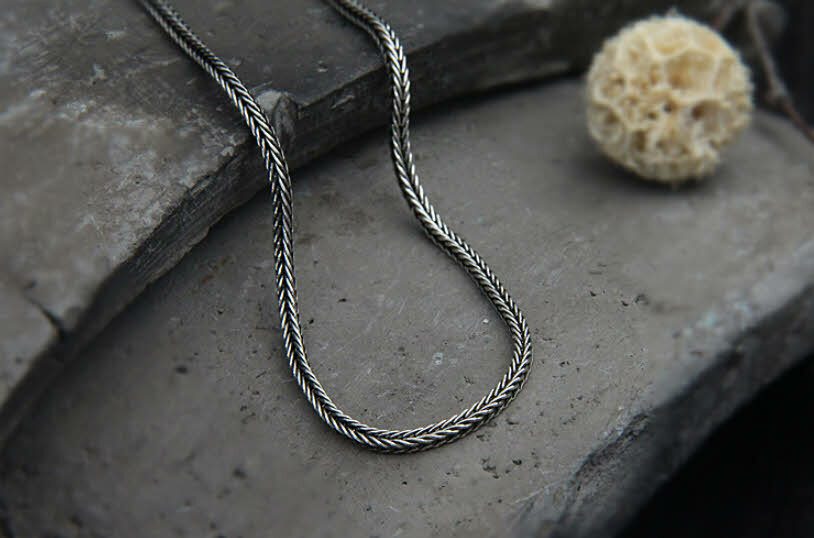 B25 Foxtail Chain 925 Sterling Silver Length 55cm 22inch Thickness 2mm