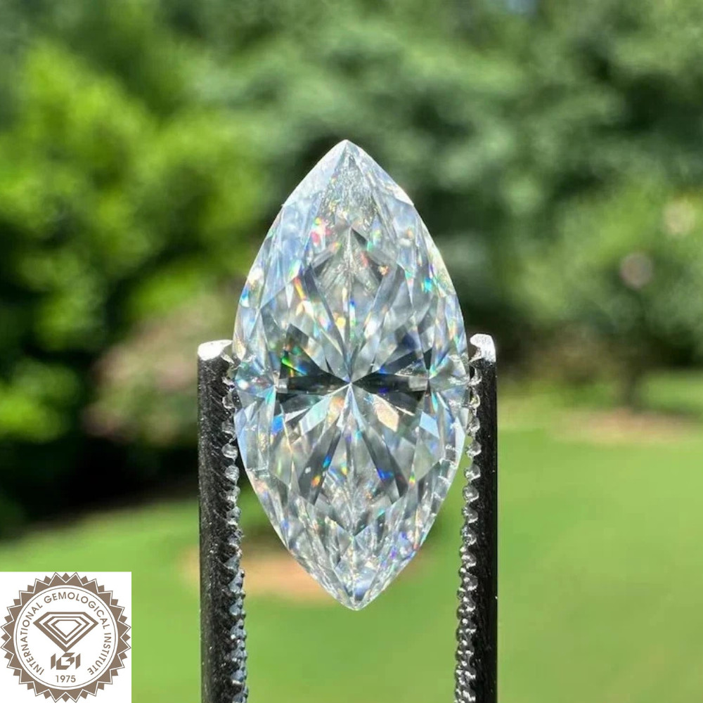 IGI Certified D Color 1.07 CT Marquise Cut Lab Grown Loose CVD Diamond VVS1