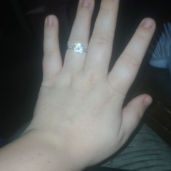 14k White Gold Cushion Halo Diamond Engagement Ring Size 7, 2mm Band