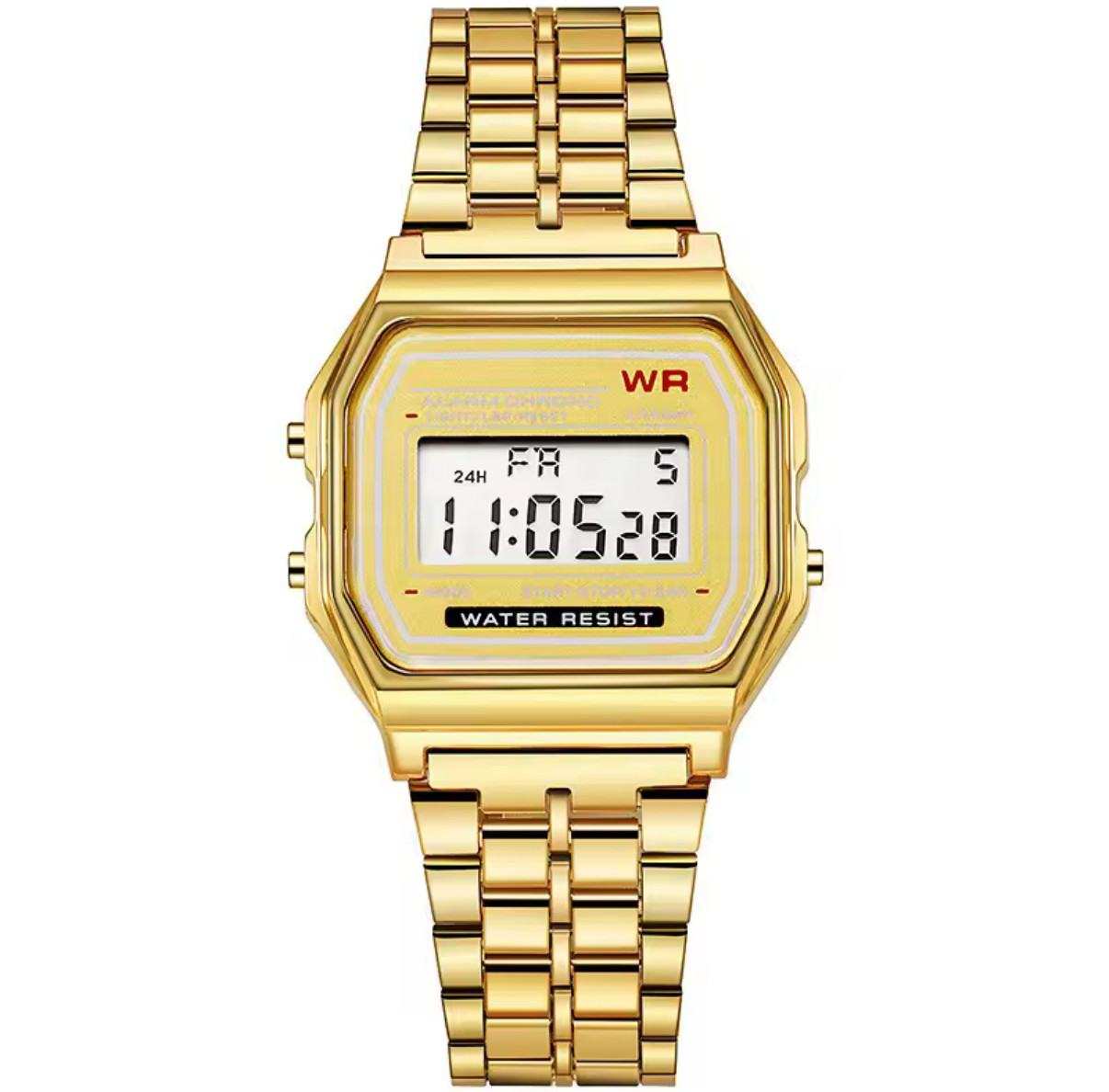 Men Women Digital Sports Watch LED Military Retro F91W Stainless Steel Band