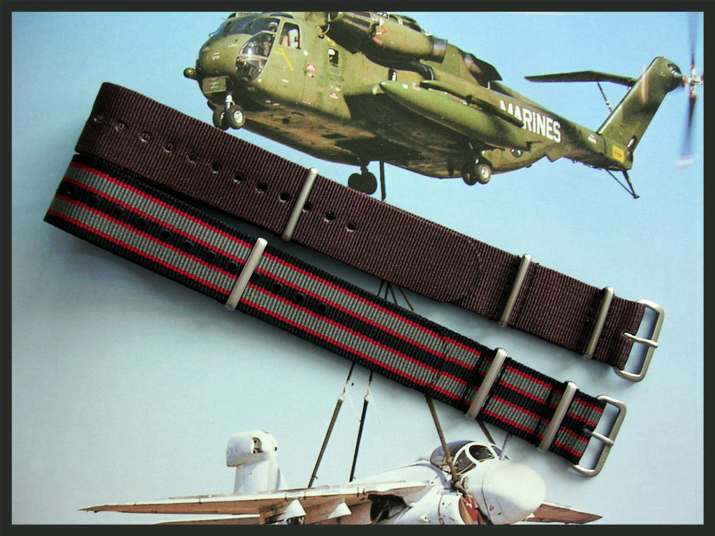 18mm Bond stripe NATO G10 Ballistic watchstrap band 2 pak RAF IW SUISSE 20 22 24