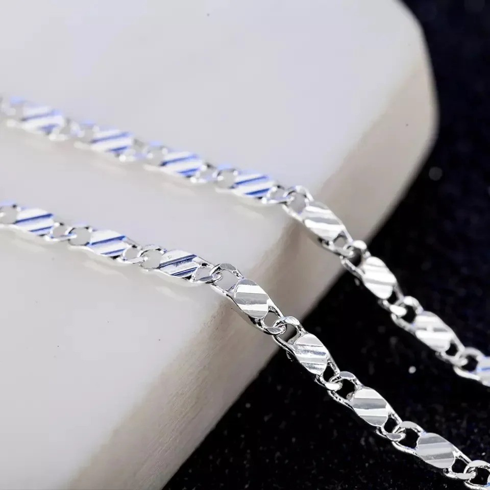 925 Sterling Silver Plated Rose Gold Chain Necklace 2mm