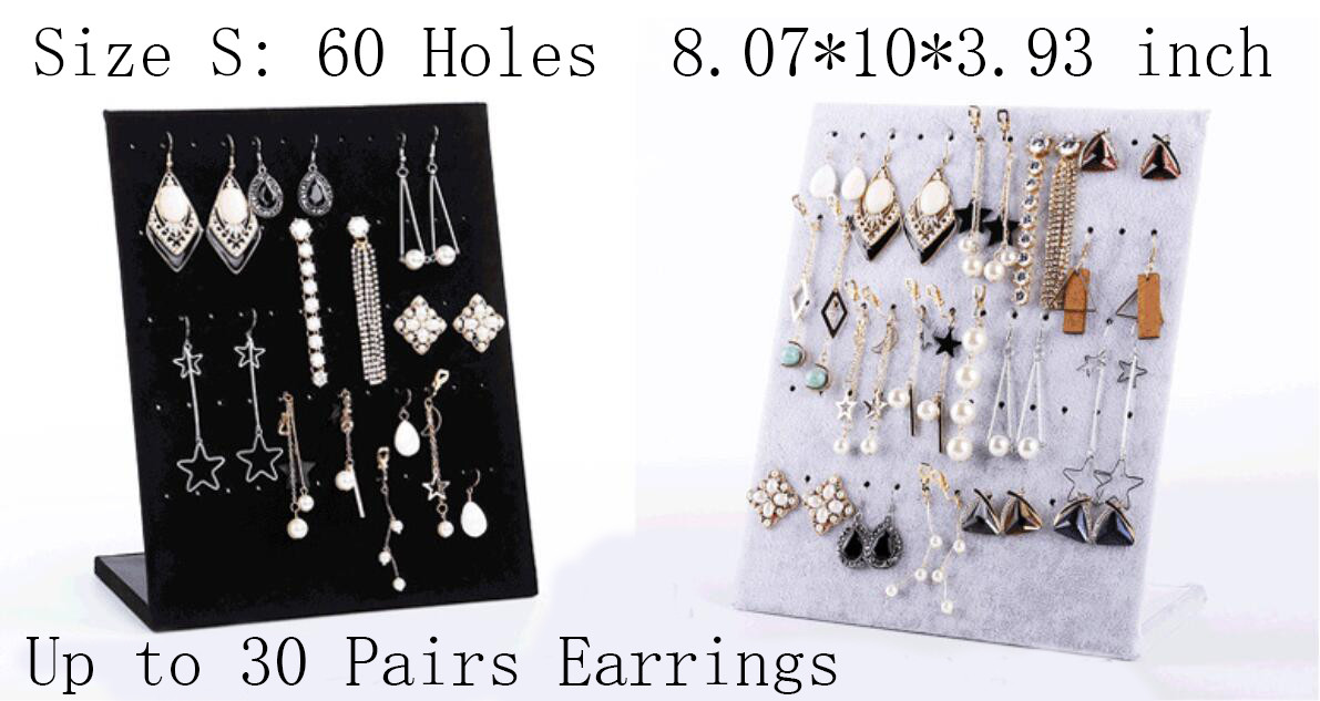 L-Shape Velvet Jewelry Frame Tray Earrings Board Display Counter Rack Organizer
