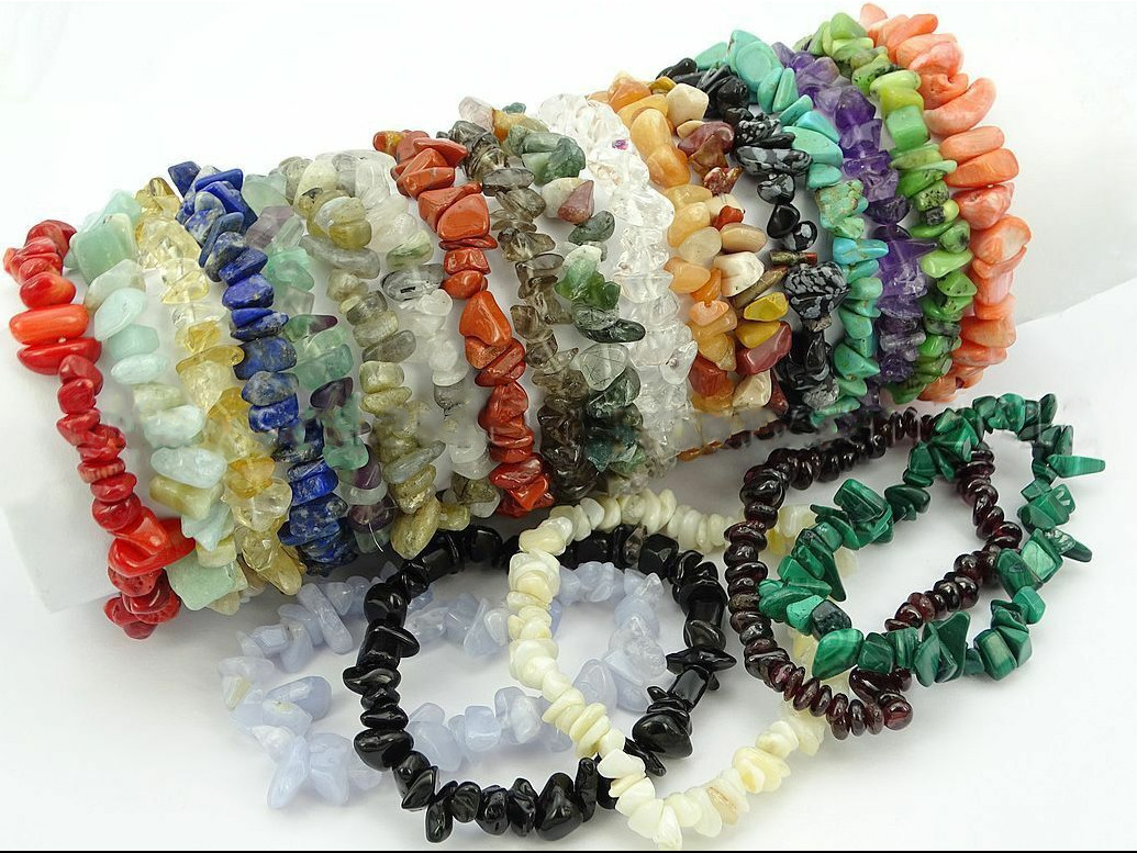 Natural Gemstone 5-8mm Chip Beads Stretchy Bracelet Reiki Chakra Fashion Jewelry