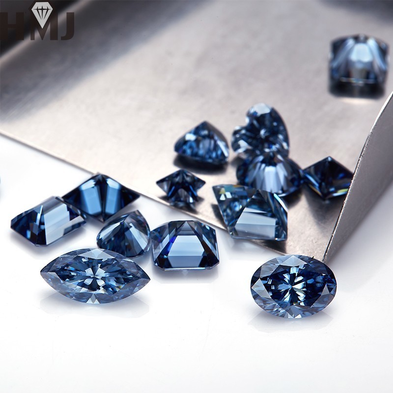 GRA VVS1 Round/Oval/Pear Royal Blue 0.1ct-5ct Multiple Shapes Loose Moissanite