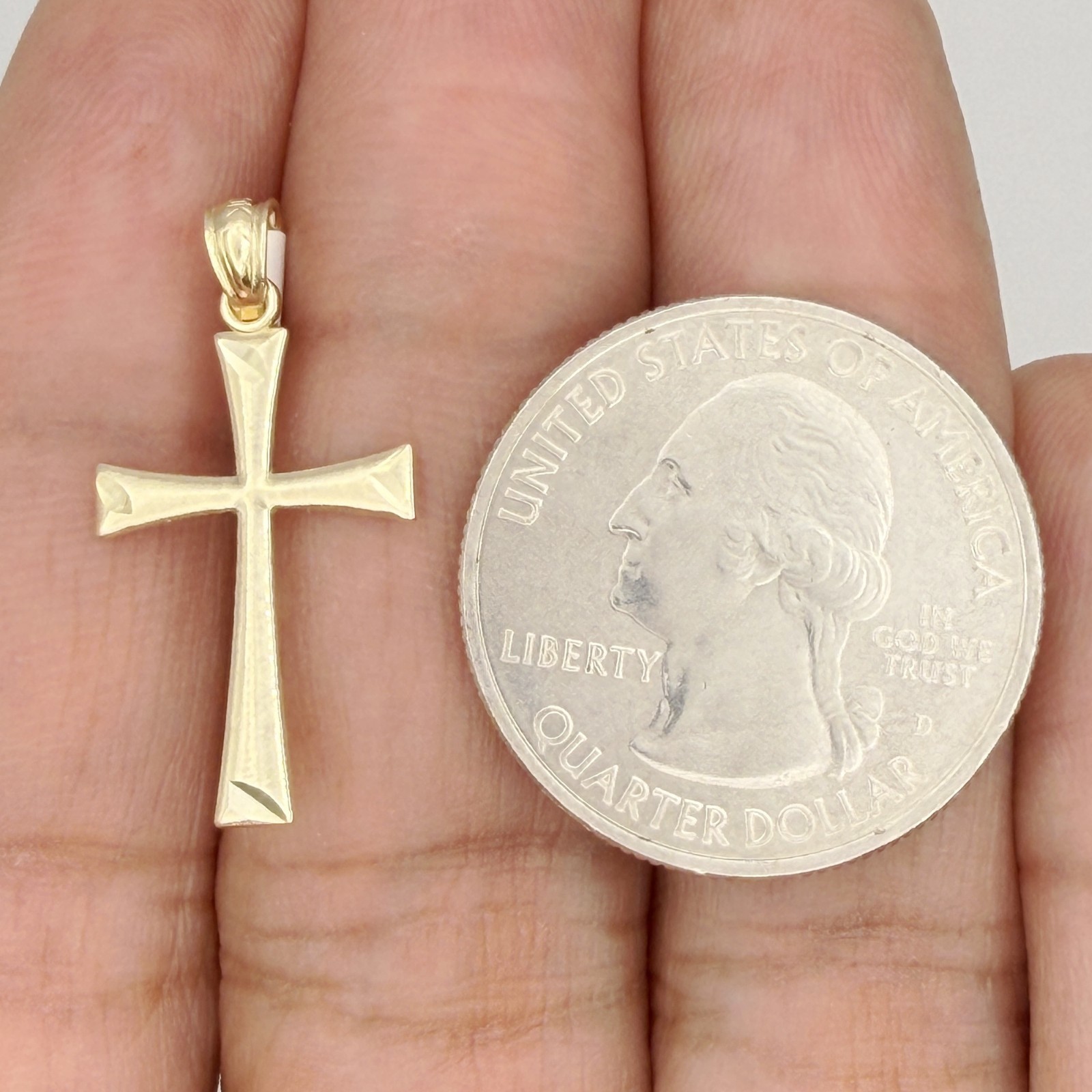 10k Yellow Gold Unisex Cross Religious Charm Pendant
