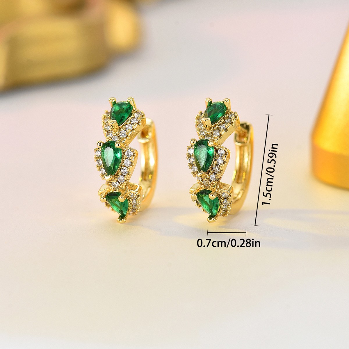Colorful CZ Teardrop Hoop Earrings Geometric Light Luxury Women’s Jryewel