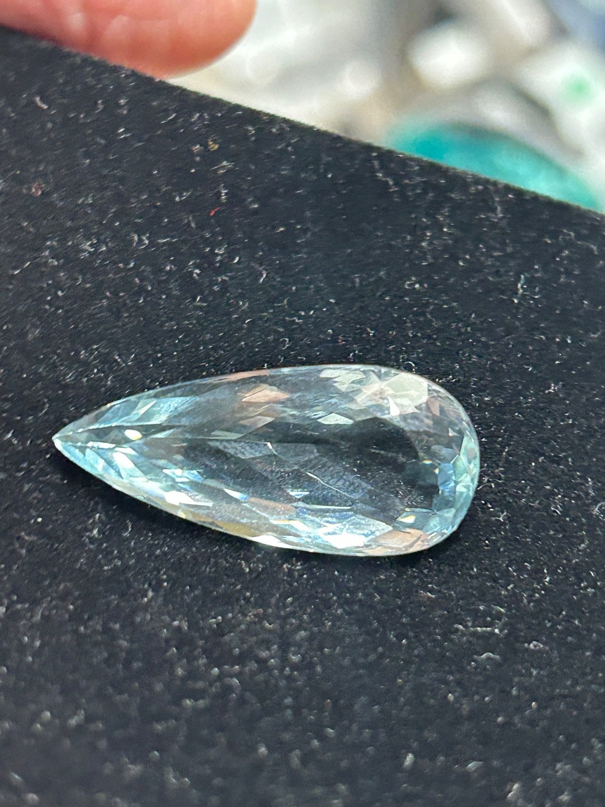 Very Light BLUE TOPAZ 23 CT Faceted Pear /Tear Drop Natural Gemstone 33 x 14 mm