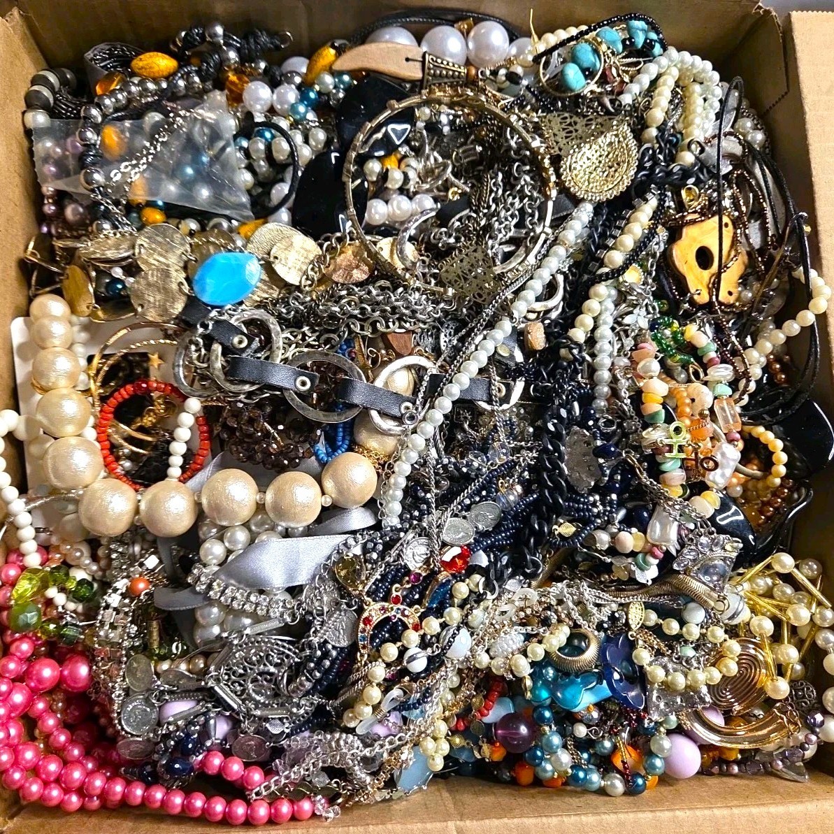 3 Lbs Unsearched Jewelry Lot VTG & Now Junk & Wear & Resell Tangled BIG FUN HUNT