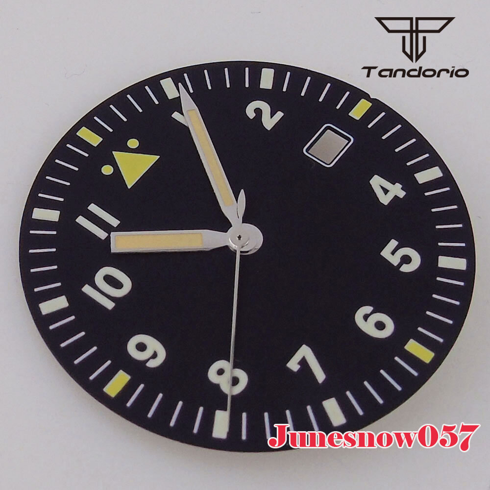 Fit Japan NH35 NH36 movement 33.5mm Sterile Black Watch Dial Orange Hand Set
