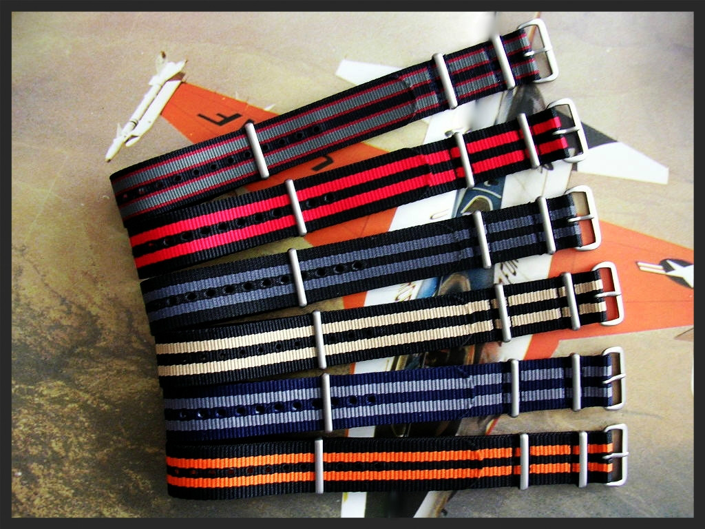 22mm Bond stripe NATO G10 Ballistic nylon watchband RAF strap IW SUISSE 18 20 24