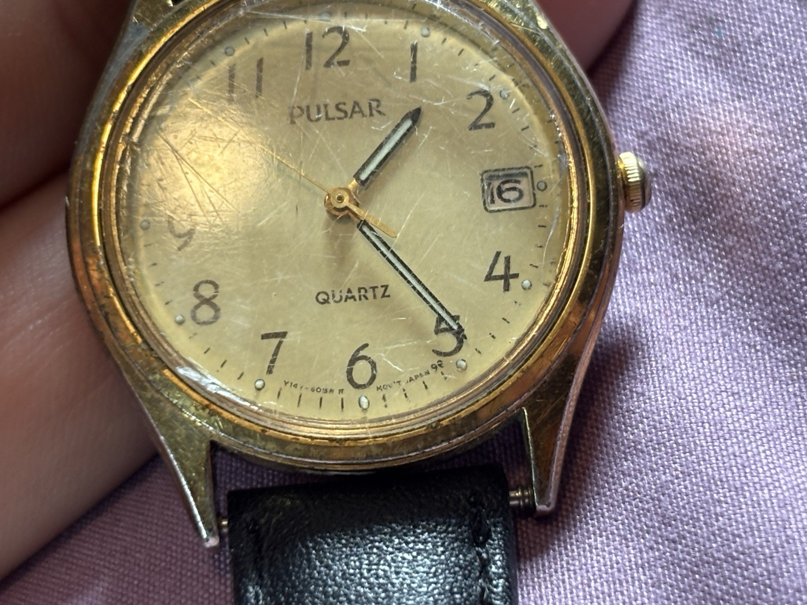 Vintage Pulsar Watch Mens 717300 Japan Y147-6020 For Parts Not Working As Is