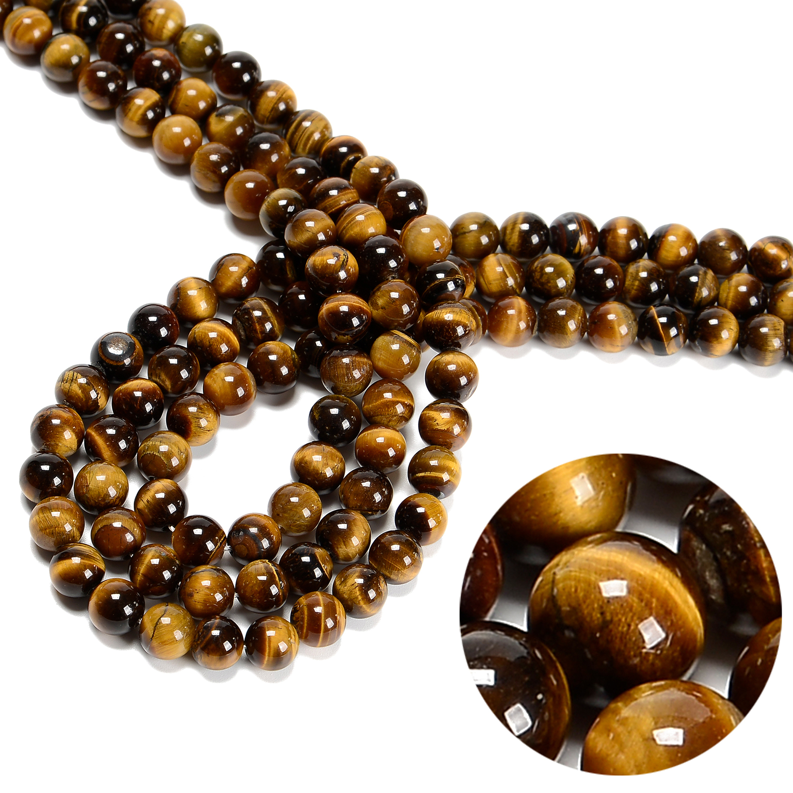 Yellow Tiger Eye Smooth Round Beads 4mm 6mm 8mm 10mm 12mm 14mm – 20mm 15.5″ Strd