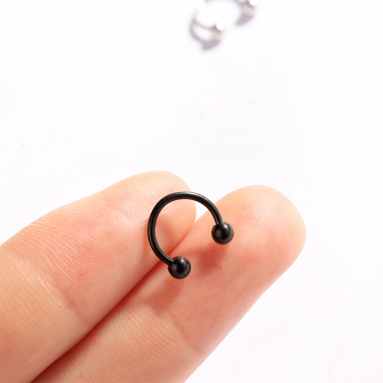 12PCS Nose Hoop Rings L Shaped Pin Studs Lip Surgical Steel Piercing Jewelry Set