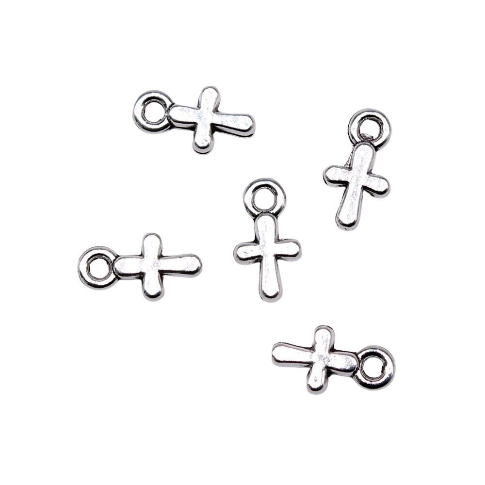 600 Pcs Tibetan Silver Cross Charms Pendant 10x6MM DIY Jewelry Making C15133