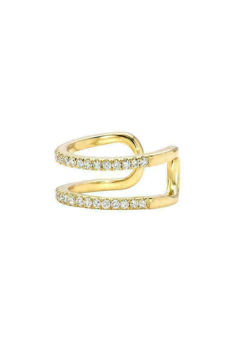 0.32Ct Round Lab-Created Diamond Ear Cuff Pierced Earring 14K Yellow Gold Finish