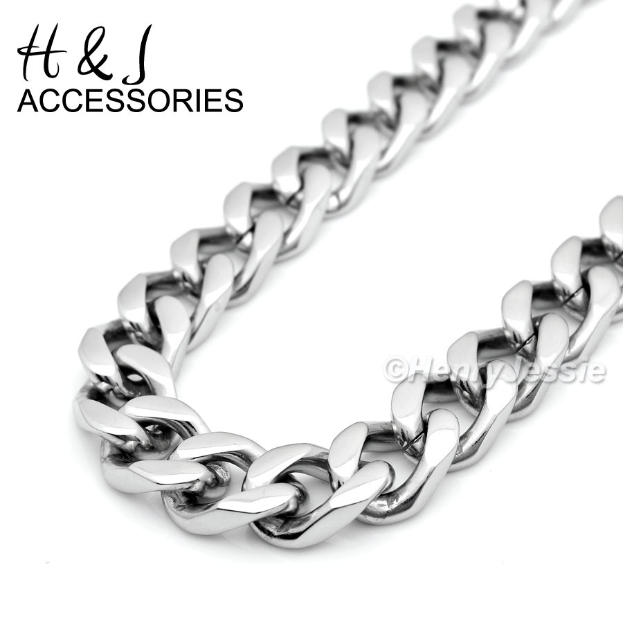 7″-11″MEN 316L Stainless Steel 9mm Silver Cuban Curb Link Chain Bracelet*B140