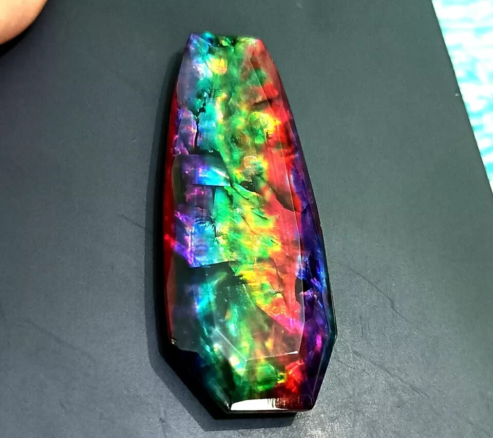 VVS Natural 62.53 Ct Opal-Like Fancy Cut Organic Ammolite Doublet Loose GEMSTONE