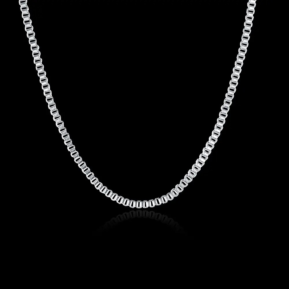 925 Sterling Silver Necklace 16/18/20/22/24 inches fine1.5MM Box chain For Women
