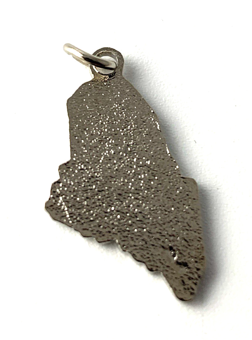 Maine State Silver Plate Charm | Light Blue | 3/4″ | New Old Stock | Very Nice