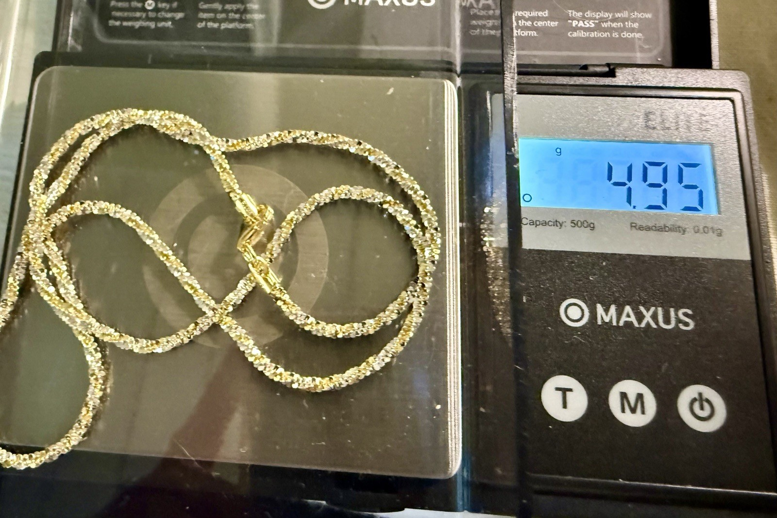 14K Gold Plated 925 Sterling Silver Twisted Sparkle Chain Necklace 18″ 5g