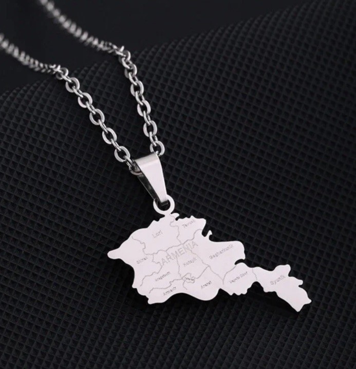 Armenia Country City Map Stainless Steel Charm Chain Pendant Necklace Unisex