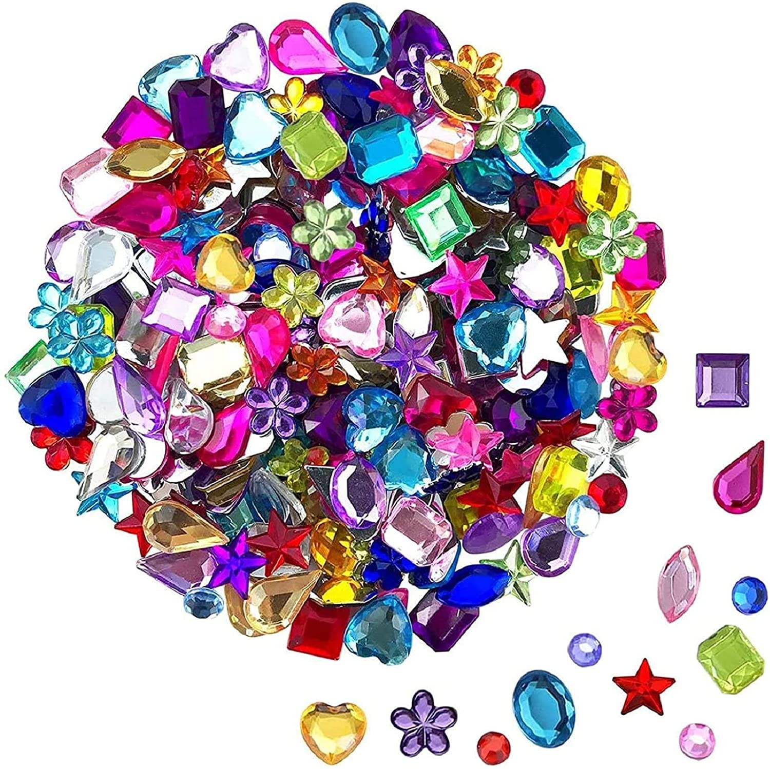 JPSOR 600pcs AB Flatback Rhinestones Craft Gems Mixed Shapes Set