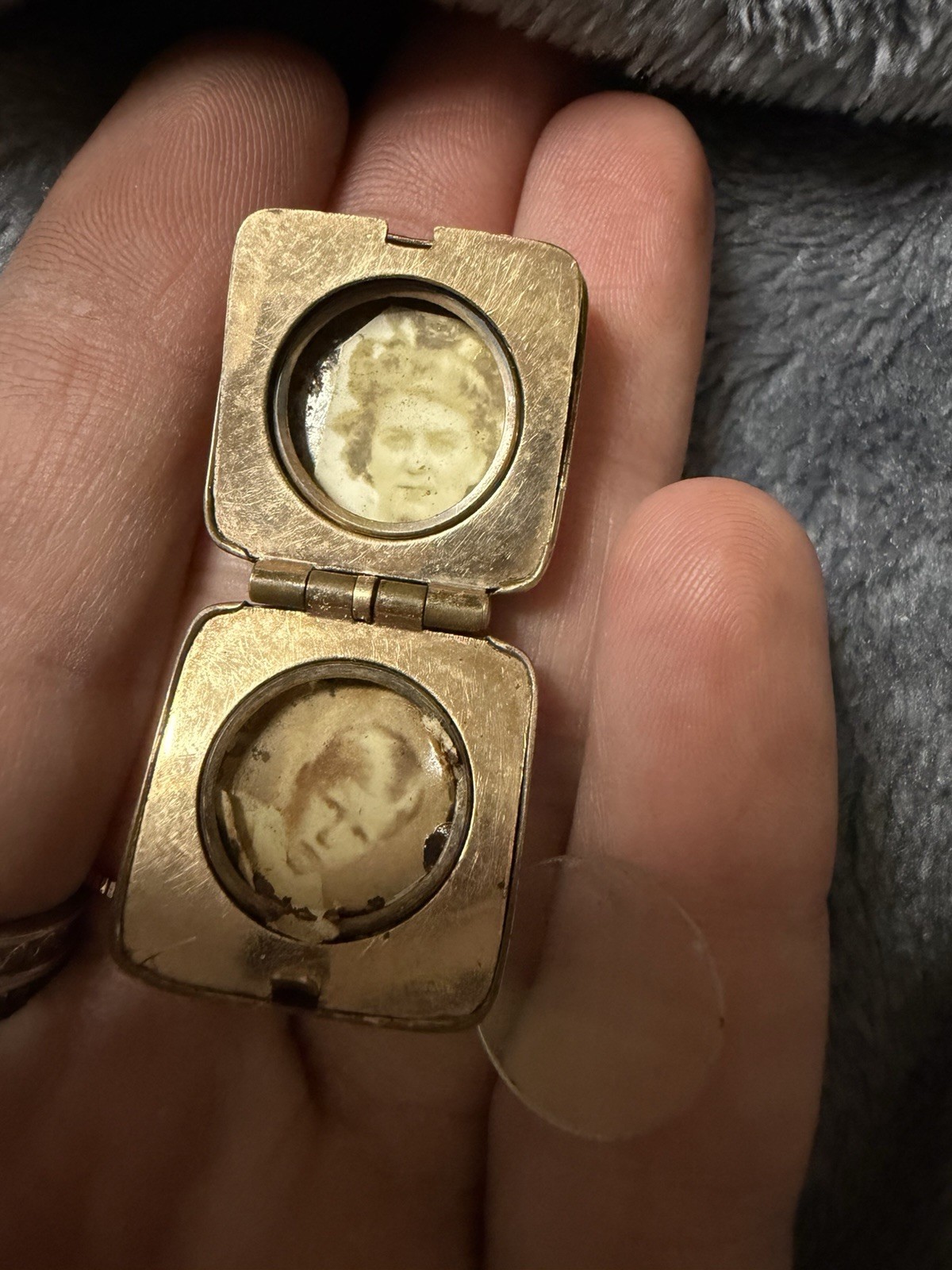Square Gold filled Metal Photo Locket Pendant Hinged w/ Bail, 2 Photos