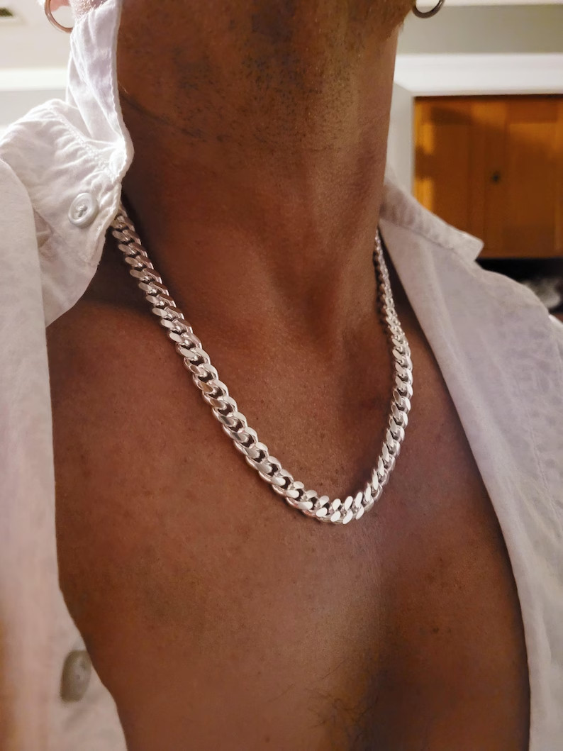 Real Solid 925 Sterling Silver Miami Cuban Chain Necklace Bracelet Men & Women