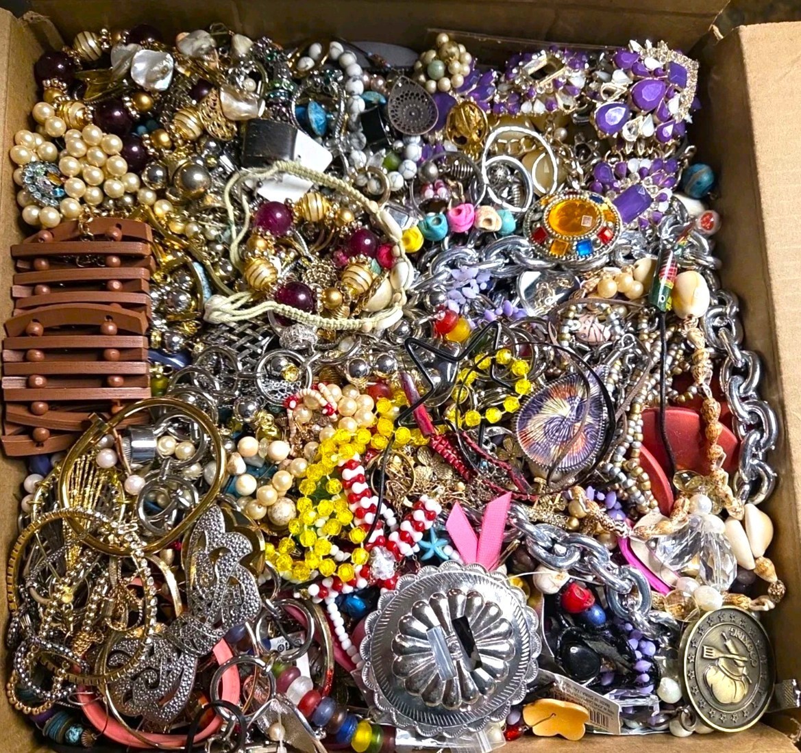 3 Lbs Unsearched Jewelry Lot VTG & Now Junk & Wear & Resell Tangled BIG FUN HUNT