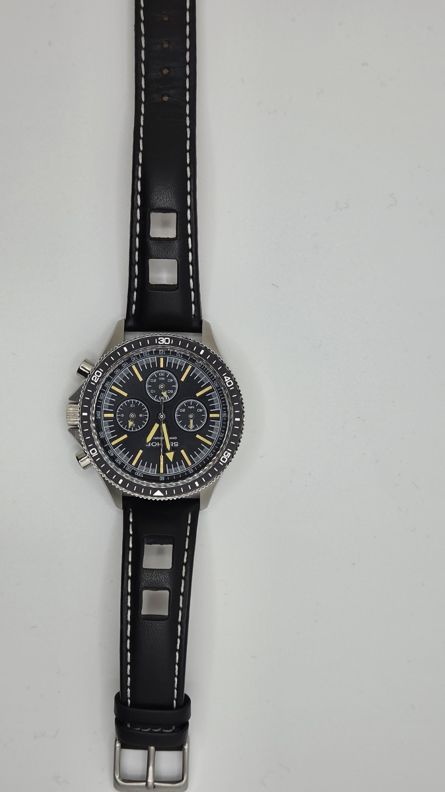 Selhor Chronograph Rallye Obsidian Men’s Watch – Black Dial Stainless Steel Case