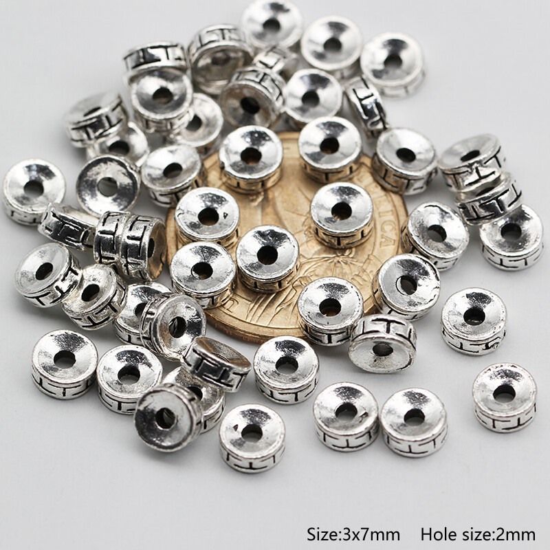 50pcs Tibetan Silver Metal Alloy Charms Loose Spacer Beads Jewelry Making DIY