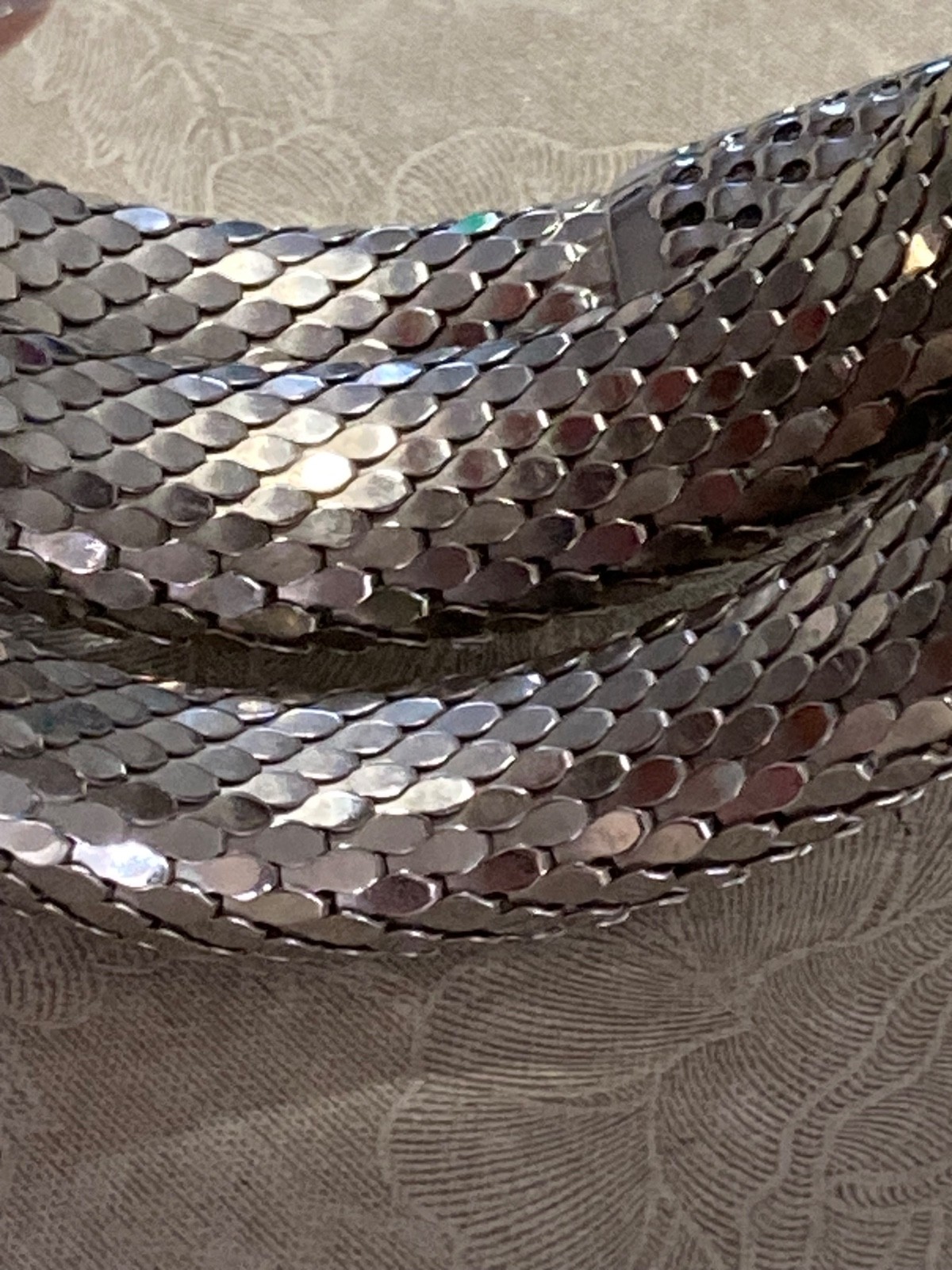 WHITING & DAVIS Silver Tone Mesh Snake Wrap BRACELET Very Good Condition