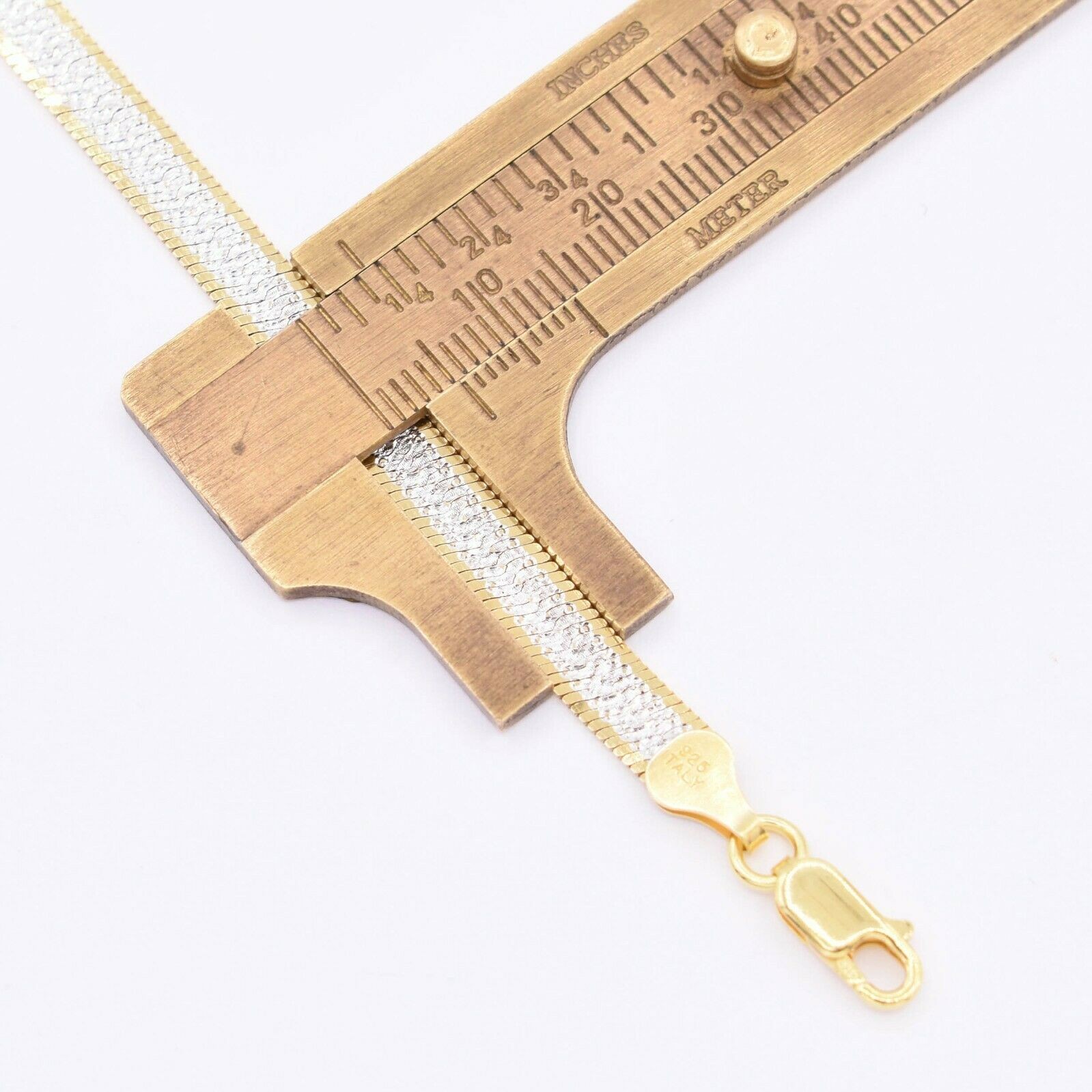 5.5mm Reversible Herringbone Necklace Real Solid Sterling Silver 925 Italy