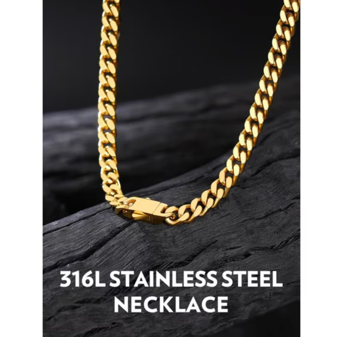 Bandmax 5MM Men’s Chunky Cuban Chain Necklace for Men Women Stainless Steel 14K